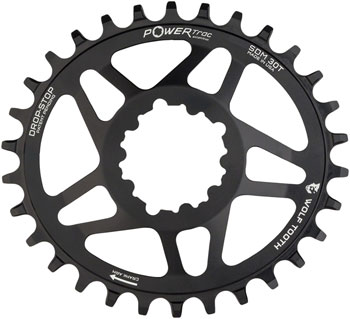 Wolf Tooth Elliptical Direct Mount Chainring - 30t, SRAM 3-Bolt Direct Mount, Drop-Stop A, For SRAM Cranksets, 6mm Offset, Black EA Direct Mount Chainrings