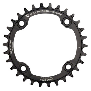 Wolf Tooth 96 Symmetrical BCD Chainring - 32t, 96 BCD, 4-Bolt, Drop-Stop A, For Shimano Cranks, Black EA Chainrings