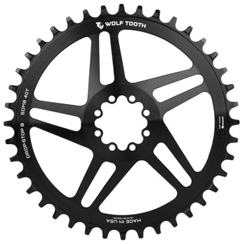 Wolf Tooth Direct Mount Chainring - 44t, SRAM Direct Mount, Drop-Stop B, For SRAM 8-Bolt Cranksets, 6mm Offset, Black EA Direct Mount Chainrings