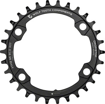 Wolf Tooth 96 BCD Chainring - 32t, 96 Asymmetric BCD, 4-Bolt, Drop-Stop A, For Shimano XT M8000 and SLX M7000 Cranks, Black EA Chainrings