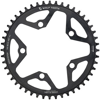 Wolf Tooth 110 BCD Cyclocross and Road Chainring - 48t, 110 BCD, 5-Bolt, Drop-Stop B, Black EA Chainrings