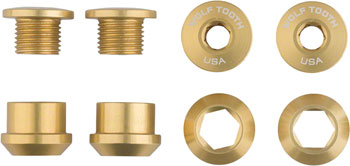 Wolf Tooth 1x Chainring Bolt Set - 6mm, Dual Hex Fittings, Set/4, Gold EA Chainring Bolts