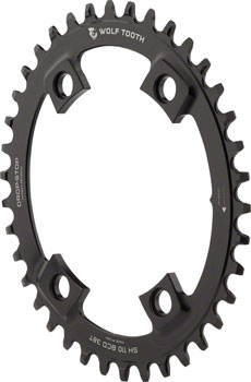 Wolf Tooth Elliptical Shimano 110 Asymmetric BCD Chainring - 40t, 110 Asymmetric BCD, 4-Bolt, Drop-Stop B, For Shimano Cranks, Black EA Chainrings
