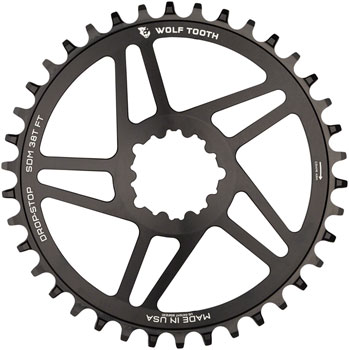 Wolf Tooth Direct Mount Chainring - 38t, SRAM Direct Mount, For SRAM 3-Bolt, 6mm Offset, Drop-Stop B, Flattop Compatible, Black EA Direct Mount Chainrings
