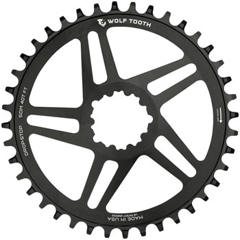 Wolf Tooth Direct Mount Chainring - 40t, SRAM Direct Mount, For SRAM 3-Bolt, 6mm Offset, Drop-Stop B, Flattop Compatible, Black EA Direct Mount Chainrings