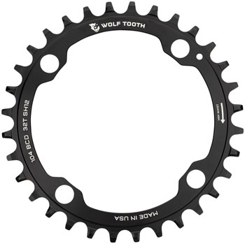 Wolf Tooth 104 BCD Chainring - 32t, 104 BCD, 4-Bolt, Drop-Stop ST, Requires Shimano 12-Speed HG+ Chain, Black EA Chainrings
