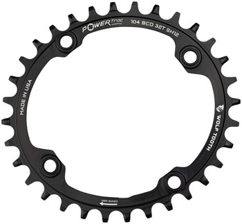 Wolf Tooth Elliptical 104 BCD Chainring - 34t, 104 BCD, 4-Bolt, Drop-Stop ST, Requires Shimano 12-Speed HG+ Chain, Black EA Chainrings