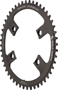 Wolf Tooth Shimano 110 Asymmetric BCD Chainring - 48t, 110 Asymmetric BCD, 4-Bolt, Drop-Stop B, For Shimano Cranks, Black EA Chainrings