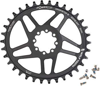 Wolf Tooth Elliptical Direct Mount Chainring - 34t, SRAM Direct Mount, Drop-Stop B, For SRAM 8-Bolt Cranksets, 3mm Offset, Black EA Direct Mount Chainrings