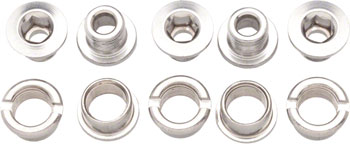 Problem Solvers Single Chainring Bolts Silver Chromoly Silver SET Chainring Bolts