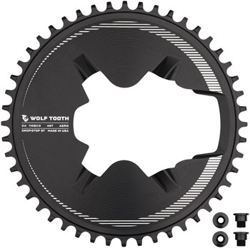 Wolf Tooth Aero Direct Mount 1x Chainring - 48t, 4-Bolt, Drop-Stop ST, Compatible with Shimano Dura-Ace R9200/R9200-P Only, Black EA Direct Mount Chainrings