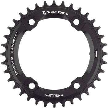 Wolf Tooth Shimano 110 Asymmetric BCD Chainring - 36t, 110 Asymmetric BCD, 4-Bolt, Drop-Stop ST, For Shimano GRX Cranks, Black EA Chainrings