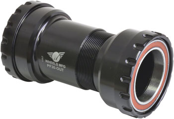 Wheels Manufacturing PF30 Outboard Bottom Bracket - For 30mm Spindle, ABEC-5 Angular Contact Bearings, PressFit Thread Together, Black EA Bottom Brackets