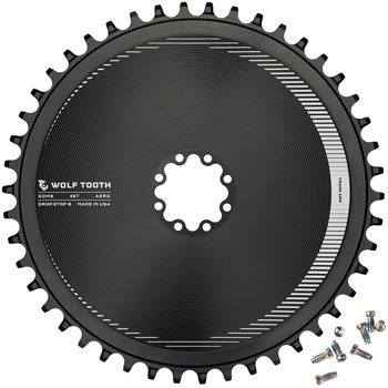 Wolf Tooth Aero Direct Mount Chainring - 46t, Direct Mount SRAM 8-Bolt, Drop-Stop B, Black EA Direct Mount Chainrings