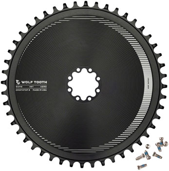 Wolf Tooth Aero Direct Mount Chainring - 48t, Direct Mount SRAM 8-Bolt, Drop-Stop B, Black EA Direct Mount Chainrings