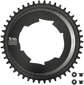 Wolf Tooth Aero 107 BCD Chainring - 46t, Optimized for SRAM Eagle and Flaptop Chains, Drop-Stop B, Black EA Chainrings