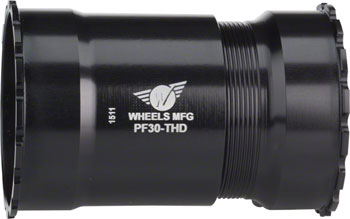 Wheels Manufacturing PressFit 30 Bottom Bracket with Angular Contact Bearings: Threaded, Black EA Bottom Brackets
