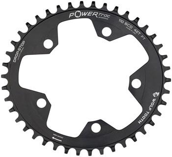 Wolf Tooth Elliptical 110 BCD Chainring - 38t, 110 BCD, 5-Bolt, Drop-Stop B, 10/11/12-Speed Eagle and Flattop Compatible, Black EA Chainrings