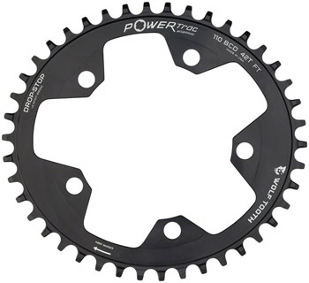 Wolf Tooth Elliptical 110 BCD Chainring - 40t, 110 BCD, 5-Bolt, Drop-Stop B, 10/11/12-Speed Eagle and Flattop Compatible, Black EA Chainrings
