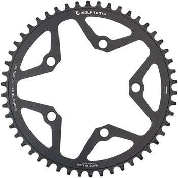 Wolf Tooth 110 BCD Gravel, CX and Road Chainring - 50t, 110 BCD, 5-Bolt, Drop-Stop ST, For Shimano HG+ and KMC 12-Speed Chains, Black EA Chainrings
