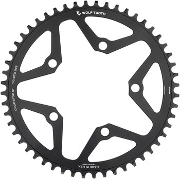 Wolf Tooth 110 BCD Gravel, CX and Road Chainring - 52t, 110 BCD, 5-Bolt, Drop-Stop ST, For Shimano HG+ and KMC 12-Speed Chains, Black EA Chainrings