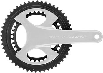 Campagnolo Super Record 13 2x Chainring Set - 50/34t, 121/88 BCD, For 13-Speed, Aluminum, Black EA Chainrings