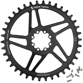 Wolf Tooth Direct Mount Chainring - 38t, SRAM Direct Mount, Drop-Stop B, For SRAM 8-Bolt Cranksets, 6mm Offset, Black EA Direct Mount Chainrings
