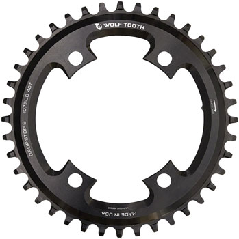 Wolf Tooth 107 BCD Chainring - 40t, Compatible with SRAM 107 BCD, Drop-Stop B, 4-Bolt, Black EA Chainrings