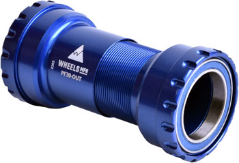 Wheels Manufacturing PF30 Outboard Bottom Bracket - For 30mm Spindle, ABEC-3 Bearings, PressFit Thread Together, Blue EA Bottom Brackets
