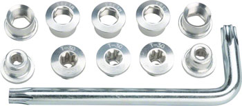 Full Speed Ahead Torx T-30 Alloy Double Chainring Nut/Bolt Set with tool, Silver EA Chainring Bolts