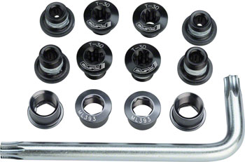 Full Speed Ahead Torx T-30 Alloy Road Triple Chainring Nut/Bolt Set wiith tool, BlackÂ Black EA Chainring Bolts