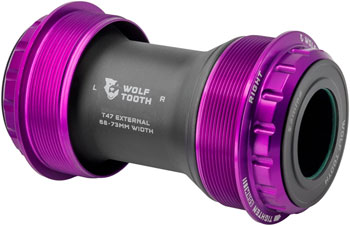 Wolf Tooth T47 External Bottom Bracket - T47 External, 68/73mm, For 24mm/Shimano Spindle, Ultraviolet Purple EA Bottom Brackets
