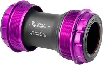 Wolf Tooth T47 External Bottom Bracket - T47 External, 68/73mm, For 30mm Spindle, Ultraviolet Purple EA Bottom Brackets
