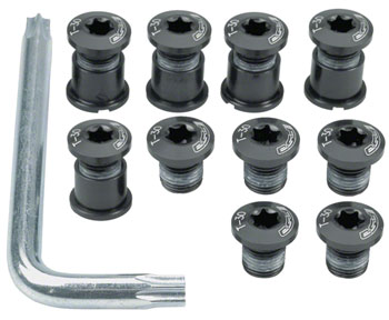 Full Speed Ahead Torx T-30 Alloy Mountain Chainring Nut/Bolt Set wiith tool: Black SET Chainring Bolts