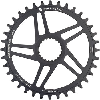 Wolf Tooth Direct Mount Chainring - 36t, Shimano DM, For Boost Cranks, 3mm Offset, Drop-Stop ST, Requires 12-Speed HG+ Chain, Black EA Direct Mount Chainrings