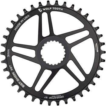 Wolf Tooth Direct Mount Chainring - 38t, Shimano DM, For Boost Cranks, 3mm Offset, Drop-Stop ST, Requires 12-Speed HG+ Chain, Black EA Direct Mount Chainrings