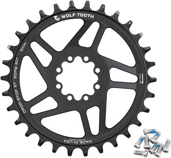 Wolf Tooth Direct Mount Chainring - 30t, SRAM 8-Bolt Direct Mount, 3mm Offset, Drop-Stop ST, Requires 12-Speed HG+ Chain, Black EA Direct Mount Chainrings