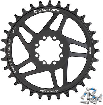 Wolf Tooth Direct Mount Chainring - 32t, SRAM 8-Bolt Direct Mount, 3mm Offset, Drop-Stop ST, Requires 12-Speed HG+ Chain, Black EA Direct Mount Chainrings