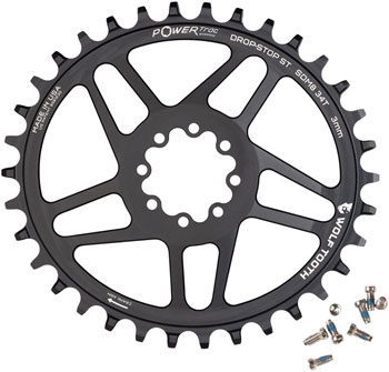 Wolf Tooth Elliptical Direct Mount Chainring - 34t, SRAM 8-Bolt DM, 3mm Offset, Drop-Stop ST, Requires HG+ Chain, Black EA Direct Mount Chainrings