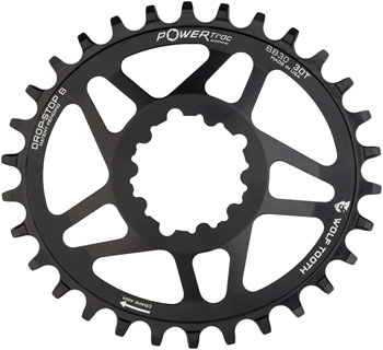 Wolf Tooth Elliptical Direct Mount Chainring - 30t, SRAM Direct Mount, Drop-Stop B, For SRAM BB30 Short Spindle Cranks, 0mm Offset, Black EA Direct Mount Chainrings