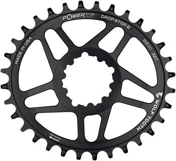 Wolf Tooth Elliptical Direct Mount Chainring - 32t, SRAM Direct Mount, Drop-Stop B, For SRAM BB30 Short Spindle Cranks, 0mm Offset, Black EA Direct Mount Chainrings