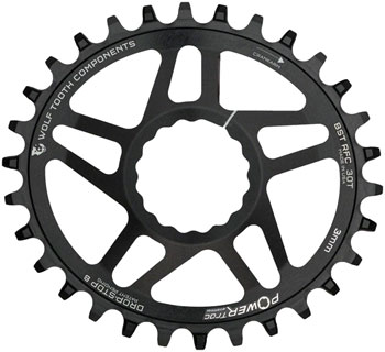 Wolf Tooth Elliptical Direct Mount Chainring - 30t, RaceFace/Easton CINCH Direct Mount, Drop-Stop B, For Boost Cranks, 3mm Offset, Black EA Direct Mount Chainrings