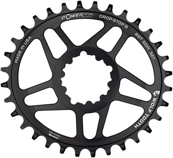 Wolf Tooth Elliptical Direct Mount Chainring - 32t, SRAM Direct Mount, Drop-Stop B, For SRAM 3-Bolt Boost Cranksets, 3mm Offset, Black EA Direct Mount Chainrings