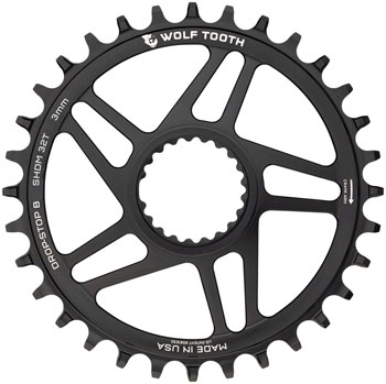 Wolf Tooth Direct Mount Chainring - 32t, Shimano Direct Mount, Drop Stop B, Boost, 3mm Offset, Black EA Direct Mount Chainrings