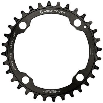 Wolf Tooth 104 BCD Chainring - 32t, 104 BCD, 4-Bolt, Drop-Stop B, Black EA Chainrings