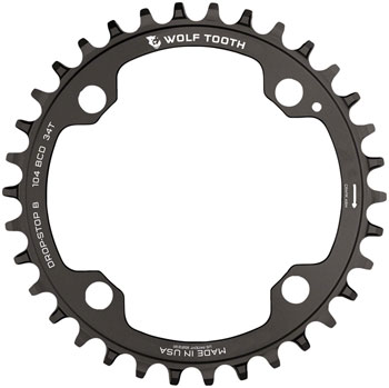 Wolf Tooth 104 BCD Chainring - 34t, 104 BCD, 4-Bolt, Drop-Stop B, Black EA Chainrings