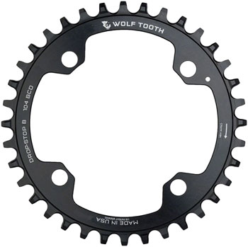 Wolf Tooth 104 BCD Chainring - 38t, 104 BCD, 4-Bolt, Drop-Stop B, Black EA Chainrings