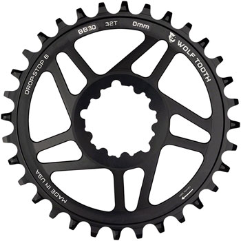 Wolf Tooth Direct Mount Chainring - 32t, SRAM Direct Mount, Drop-Stop B, For BB30 Short Spindle Cranksets, 0mm Offset, Black EA Direct Mount Chainrings