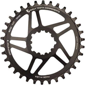 Wolf Tooth Direct Mount Chainring - 34t, SRAM Direct Mount, Drop-Stop B, For BB30 Short Spindle Cranksets, 0mm Offset, Black EA Direct Mount Chainrings