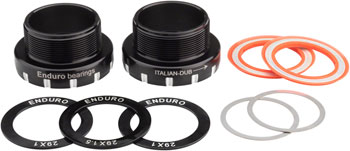 Enduro Italian Bottom Bracket for DUB Spindles, Stainless Steel Angular Contact Bearings Black EA Bottom Brackets